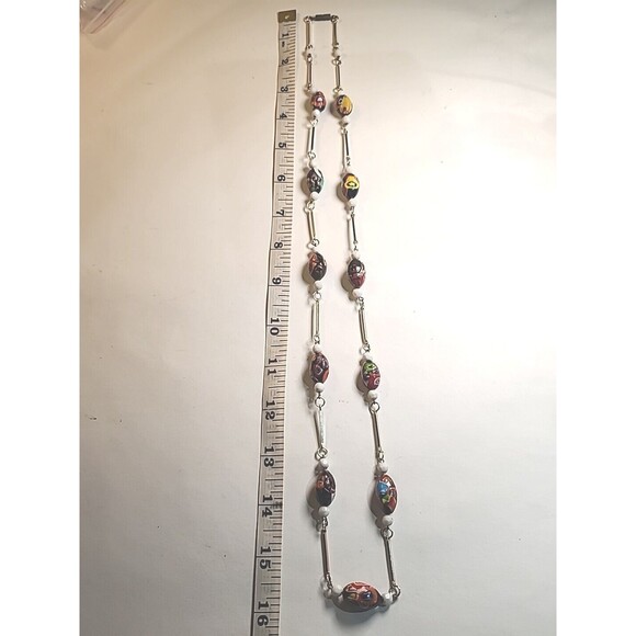 Vintage 16" Necklace Venetian Millefiori Italy Glass Murano Large Italian Beads - Picture 5 of 6
